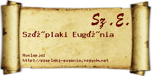 Széplaki Eugénia névjegykártya